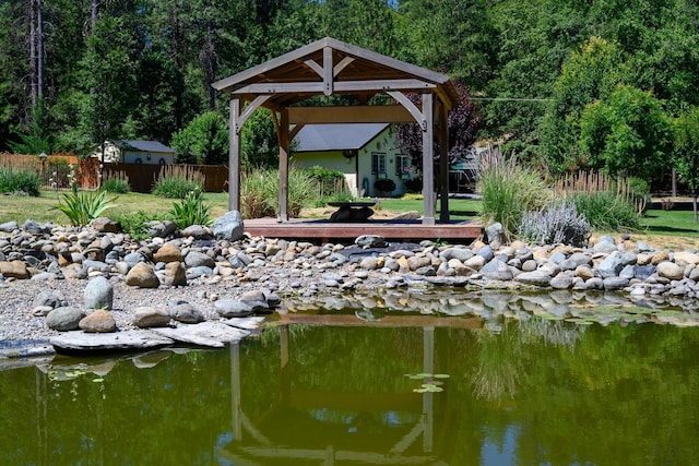 290 Mountain View Dr, Lewiston, CA 96052 - view of yard with a gazebo and a water view