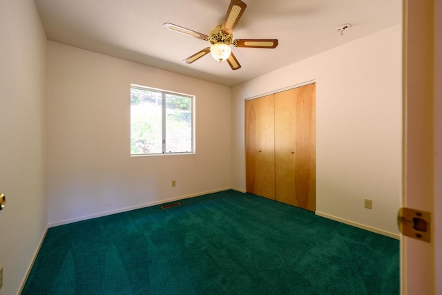 2307 Goose Ranch Rd, Lewiston, CA 96052 - unfurnished bedroom with carpet, a closet, and a ceiling fan