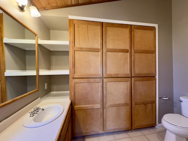 1020 Gibralter Rd, Redding, CA 96003 - bathroom featuring vanity, tile patterned flooring, and wooden ceiling