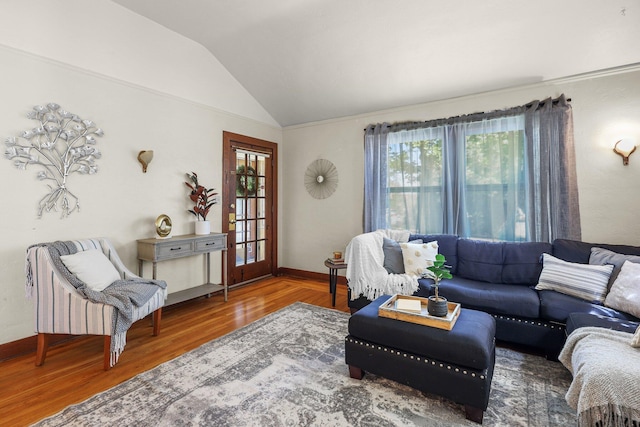 21552157 Butte St, Redding, CA 96003 - living room with vaulted ceiling, wood finished floors, and plenty of natural light