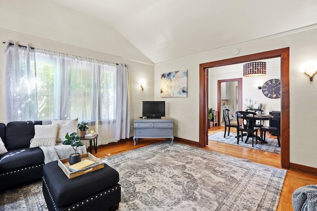 21552157 Butte St, Redding, CA 96003 - living area featuring lofted ceiling and wood finished floors