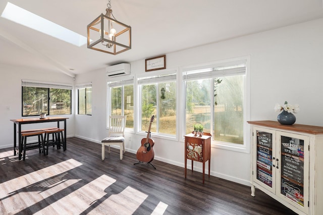 13354 Kings Way, Redding, CA 96003 - sunroom / solarium featuring a wall mounted AC, a chandelier, and lofted ceiling