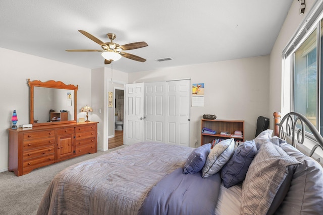 13354 Kings Way, Redding, CA 96003 - bedroom featuring carpet flooring, ceiling fan, and a closet
