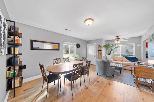 678 W St, Redding, CA 96001 - dining space featuring light wood-style flooring and ceiling fan