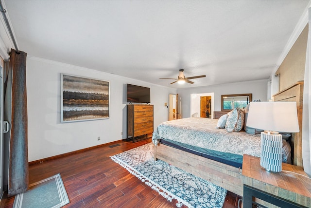 19396 Natalie Way, Redding, CA 96003 - bedroom with ornamental molding, wood finished floors, and ceiling fan