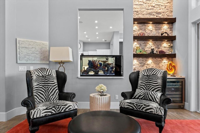 19580 Mockingbird Ln, Redding, CA 96002 - living area featuring beverage cooler and wood finished floors