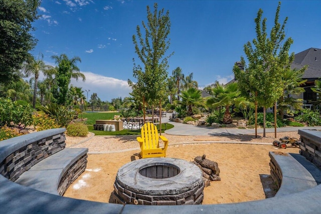 19580 Mockingbird Ln, Redding, CA 96002 - view of patio / terrace featuring an outdoor fire pit