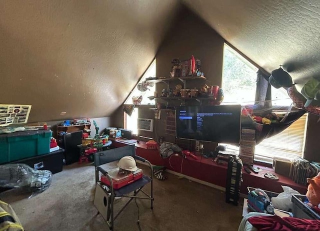 14650 Ravine Rd, Redding, CA 96003 - bonus room with lofted ceiling, a textured ceiling, and carpet floors