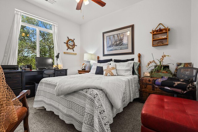 18710 Saddleback Ridge Rd, Cottonwood, CA 96022 - bedroom featuring carpet floors and a ceiling fan