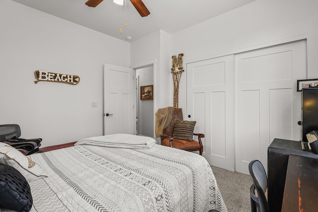 18710 Saddleback Ridge Rd, Cottonwood, CA 96022 - carpeted bedroom with a closet and a ceiling fan