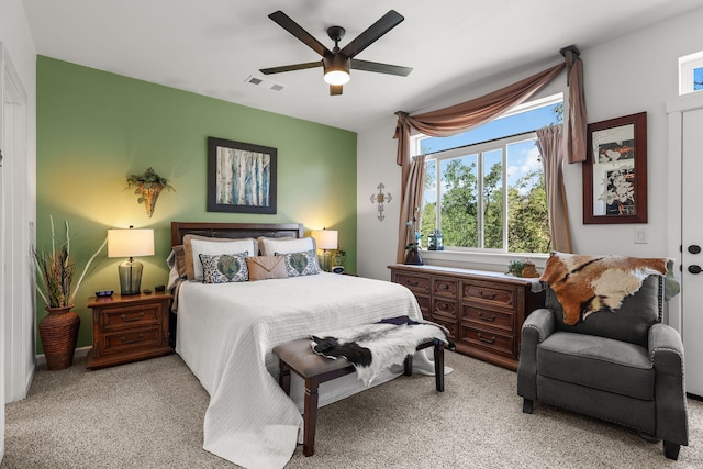 18710 Saddleback Ridge Rd, Cottonwood, CA 96022 - bedroom featuring light carpet and ceiling fan
