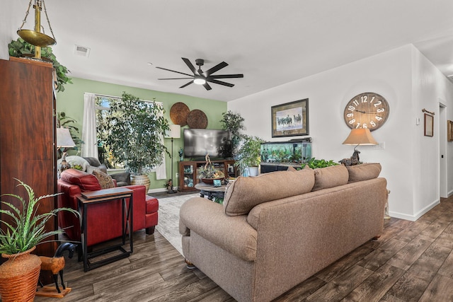 18710 Saddleback Ridge Rd, Cottonwood, CA 96022 - living room with ceiling fan and wood finished floors