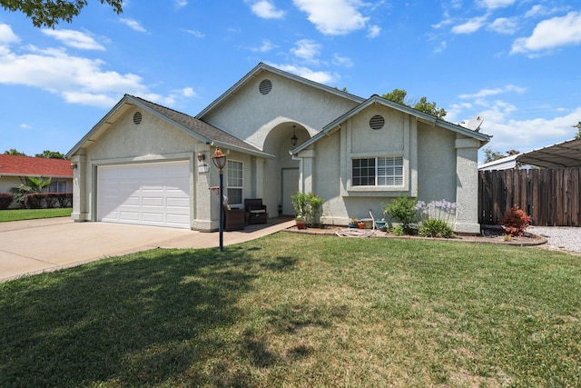 1870 Trumpet Dr, Redding, CA 96003 - ranch-style house featuring stucco siding, an attached garage, and concrete driveway