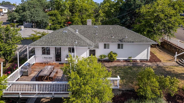 1575 Fig Ave, Redding, CA 96001 - rear view of property with a deck, a chimney, and roof with shingles