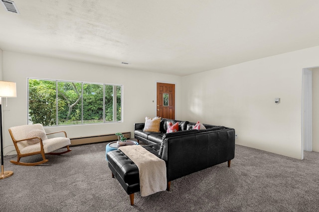 3639 E Keswick Dam Rd, Redding, CA 96003 - living room with carpet and a baseboard heating unit