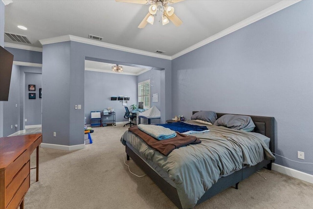 691 Rivercrest Pkwy, Redding, CA 96002 - bedroom featuring crown molding, carpet, and a ceiling fan