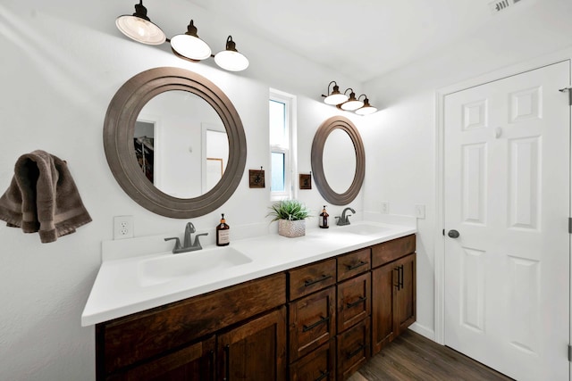 3075 Forest Hills Dr, Redding, CA 96002 - bathroom with double vanity and wood finished floors