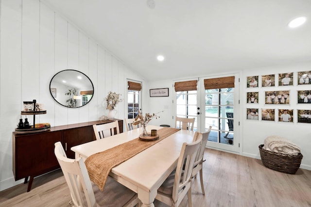 3075 Forest Hills Dr, Redding, CA 96002 - dining space with lofted ceiling, light wood-style flooring, and recessed lighting