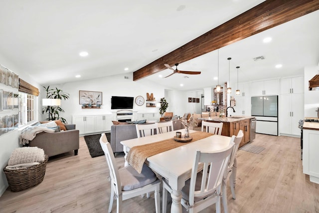 3075 Forest Hills Dr, Redding, CA 96002 - dining room featuring ceiling fan, recessed lighting, and light wood-style flooring