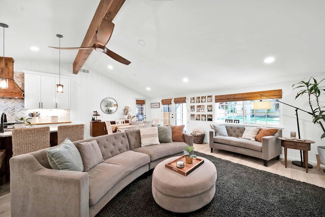 3075 Forest Hills Dr, Redding, CA 96002 - living room featuring light wood-type flooring, ceiling fan, and recessed lighting