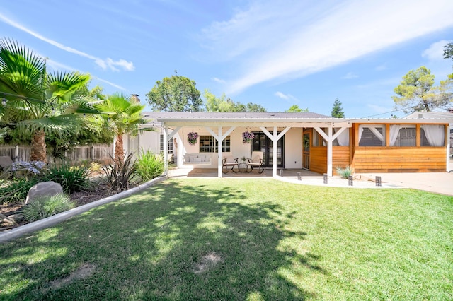 3075 Forest Hills Dr, Redding, CA 96002 - rear view of property featuring french doors, a patio area, and stucco siding
