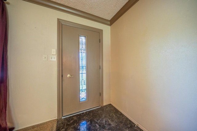 2076 Merle Dr, Redding, CA 96001 - entrance foyer with crown molding and a textured ceiling