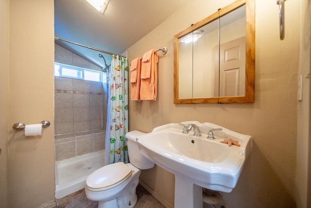 2076 Merle Dr, Redding, CA 96001 - bathroom with a stall shower and lofted ceiling