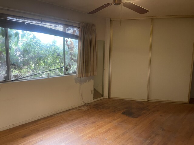 1110 Dusty Ln, Redding, CA 96002 - empty room featuring plenty of natural light, a ceiling fan, and light wood finished floors