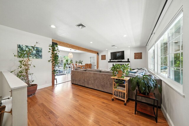 1448 Carter Way, Redding, CA 96002 - living room featuring light wood-type flooring and recessed lighting