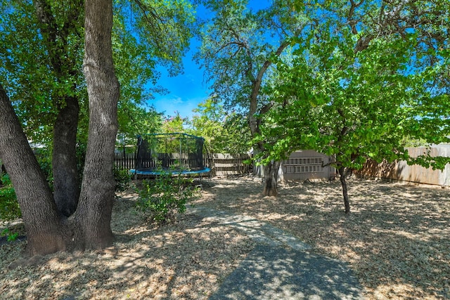 1448 Carter Way, Redding, CA 96002 - fenced backyard featuring a trampoline