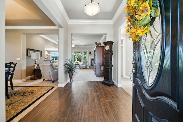 2110 Cilantro Dr, Redding, CA 96003 - foyer entrance with dark wood finished floors and ornamental molding