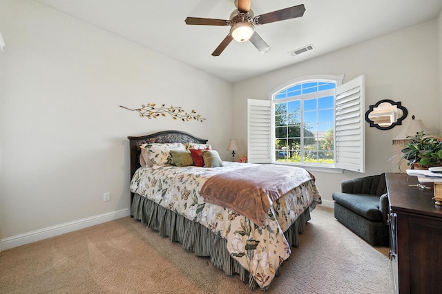 2110 Cilantro Dr, Redding, CA 96003 - bedroom with light colored carpet and a ceiling fan