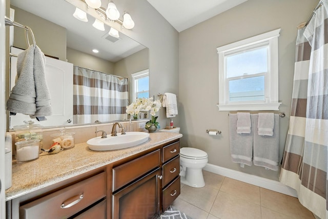 2110 Cilantro Dr, Redding, CA 96003 - bathroom with vanity, tile patterned flooring, and a shower with curtain