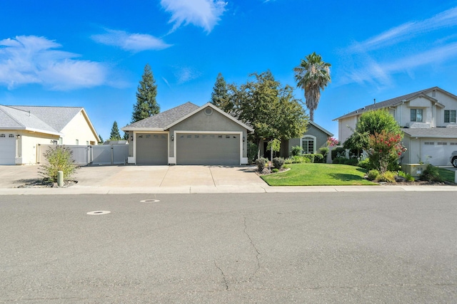 2110 Cilantro Dr, Redding, CA 96003 - view of front of property featuring a garage, driveway, a gate, and stucco siding