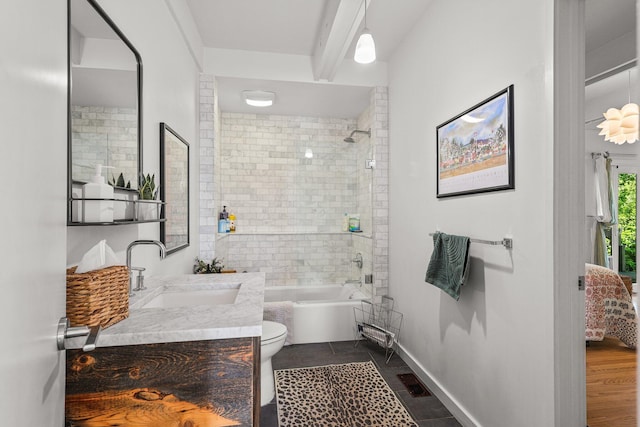 3540 Scenic Dr, Redding, CA 96001 - bathroom with bathtub / shower combination, vanity, and tile patterned flooring