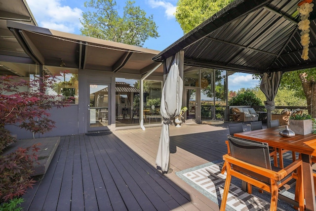 3540 Scenic Dr, Redding, CA 96001 - wooden terrace with a gazebo, outdoor dining space, and grilling area