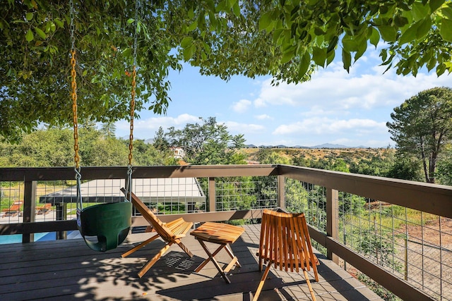3540 Scenic Dr, Redding, CA 96001 - wooden terrace with a mountain view