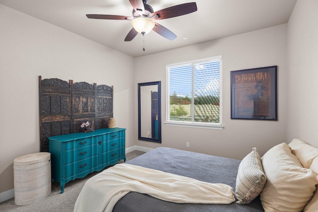 4075 Pembroke Ln, Shasta Lake, CA 96019 - carpeted bedroom with baseboards and ceiling fan