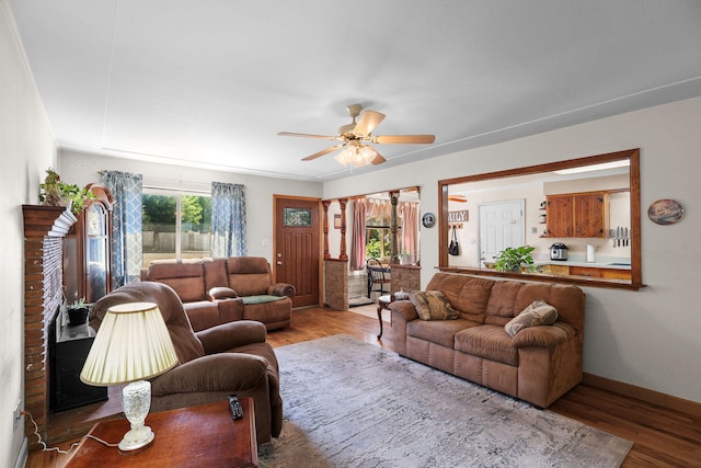 2196 Victor Ave, Redding, CA 96002 - living room featuring wood finished floors and ceiling fan