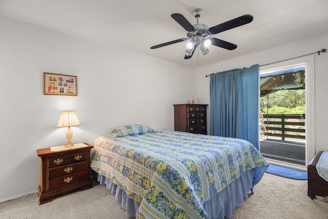 2196 Victor Ave, Redding, CA 96002 - bedroom featuring carpet flooring, access to exterior, and ceiling fan