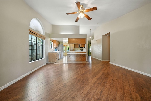 2585 Meadowview Dr, Red Bluff, CA 96080 - unfurnished living room featuring ceiling fan and wood finished floors