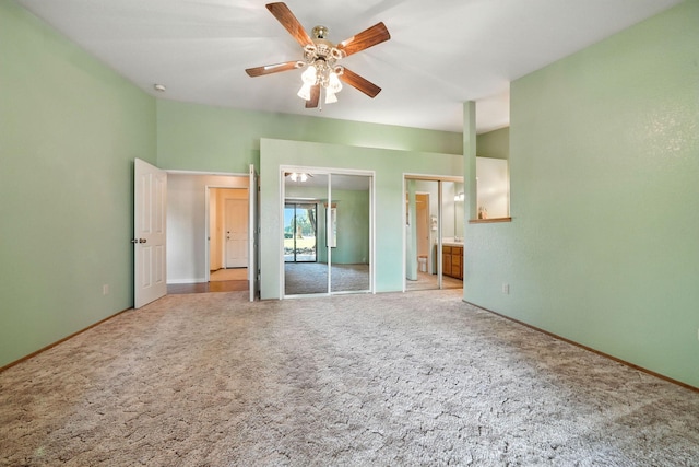 2585 Meadowview Dr, Red Bluff, CA 96080 - unfurnished bedroom with light carpet, ensuite bath, and a ceiling fan