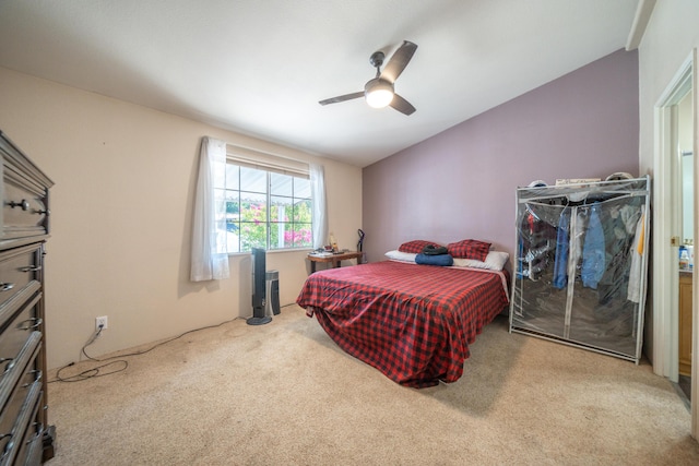 3304 Shasta Dam Blvd Unit 173, Shasta Lake, CA 96019 - carpeted bedroom featuring lofted ceiling and a ceiling fan