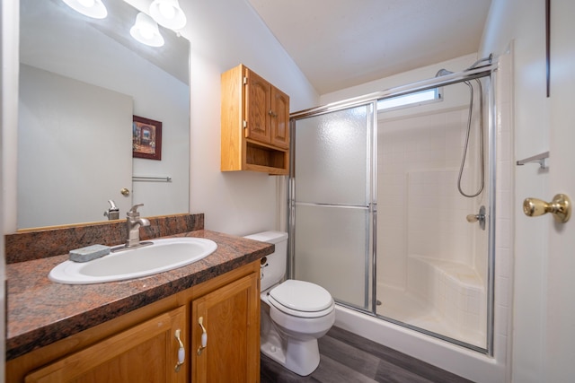 3304 Shasta Dam Blvd Unit 173, Shasta Lake, CA 96019 - full bath with a shower stall, vanity, and wood finished floors