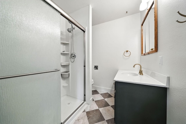 1520 Minor St, Redding, CA 96002 - bathroom with vanity, a stall shower, and tile patterned floors