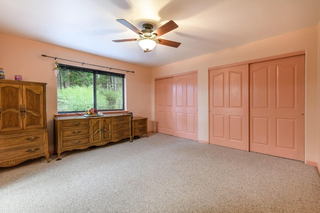 36088 Deer Flat Rd, Shingletown, CA 96088 - bedroom with two closets, carpet flooring, and ceiling fan