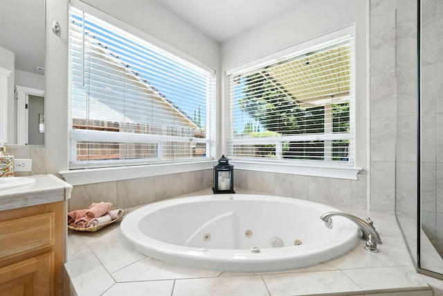2072 Button Pl, Redding, CA 96002 - bathroom with a tub with jets and vanity