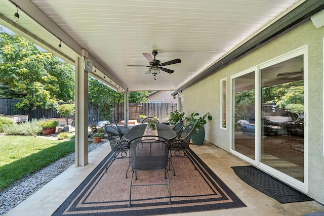 2072 Button Pl, Redding, CA 96002 - view of patio with outdoor dining space and ceiling fan