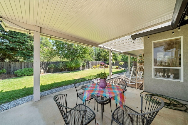 2072 Button Pl, Redding, CA 96002 - fenced backyard featuring a patio area