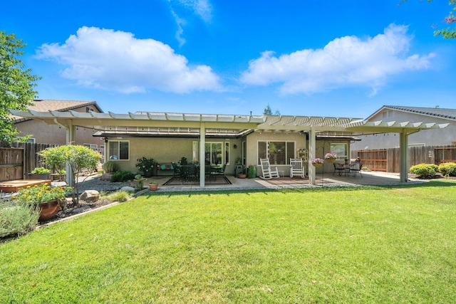 2072 Button Pl, Redding, CA 96002 - rear view of property with a pergola, stucco siding, and a patio